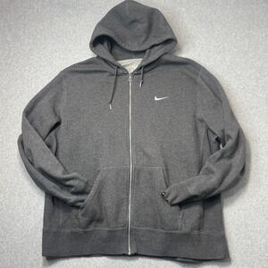 Nike Athletic Dept Mens XXL Full Zip Hoodie Charcoal Grey Heather Swoosh Logo